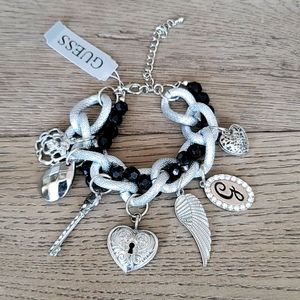 New Guess charm bracelet silver tone